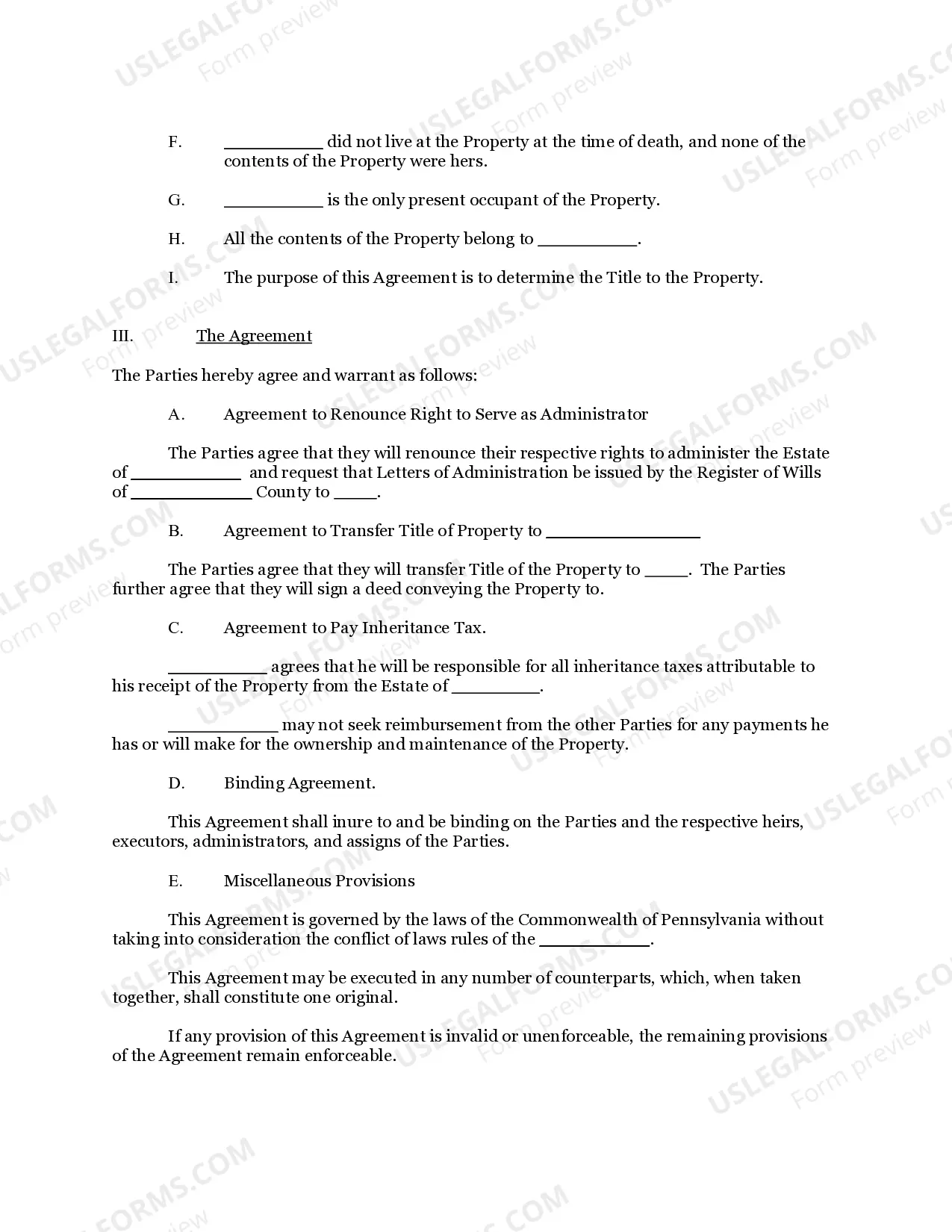 Preview Family Settlement Agreement
