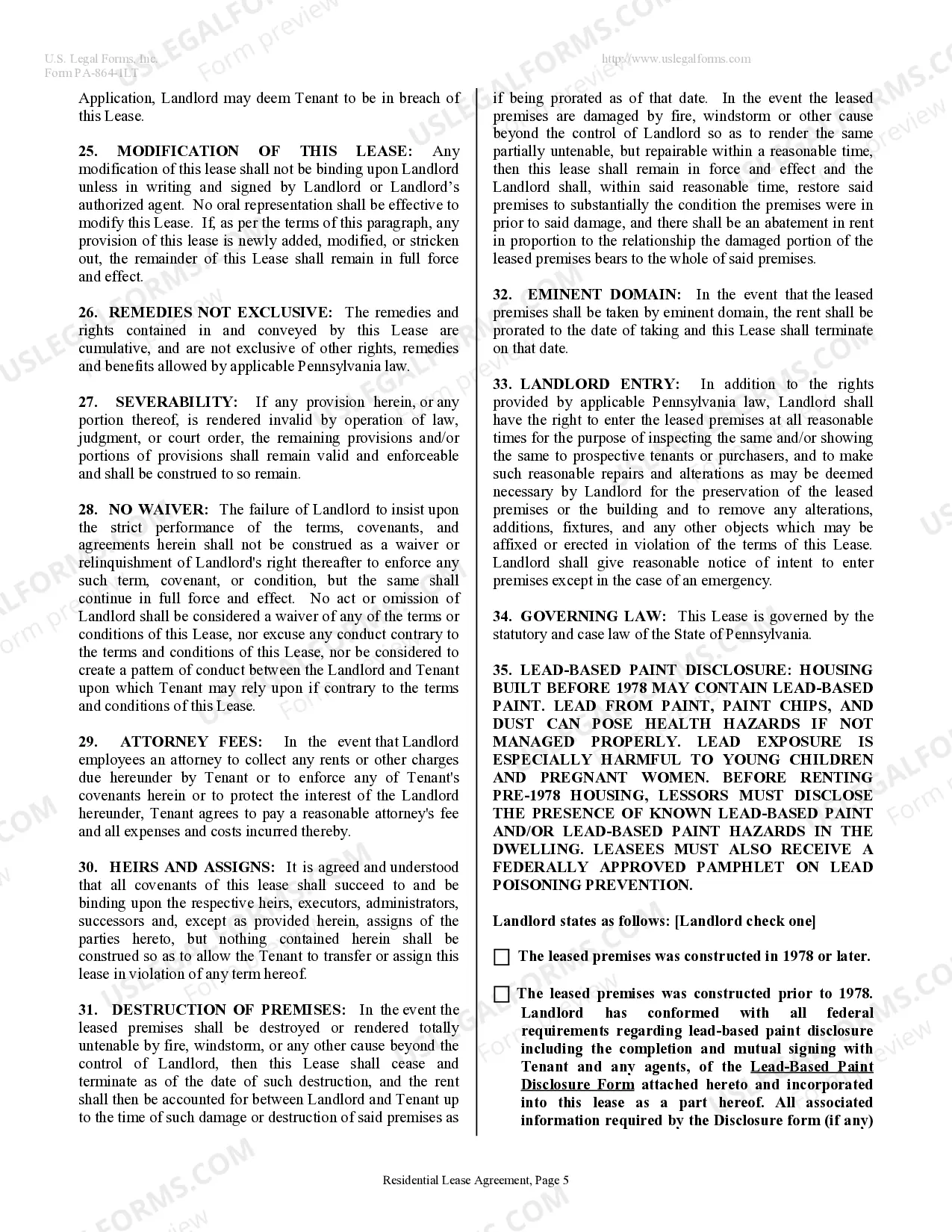 Preview Residential Lease or Rental Agreement for Month to Month