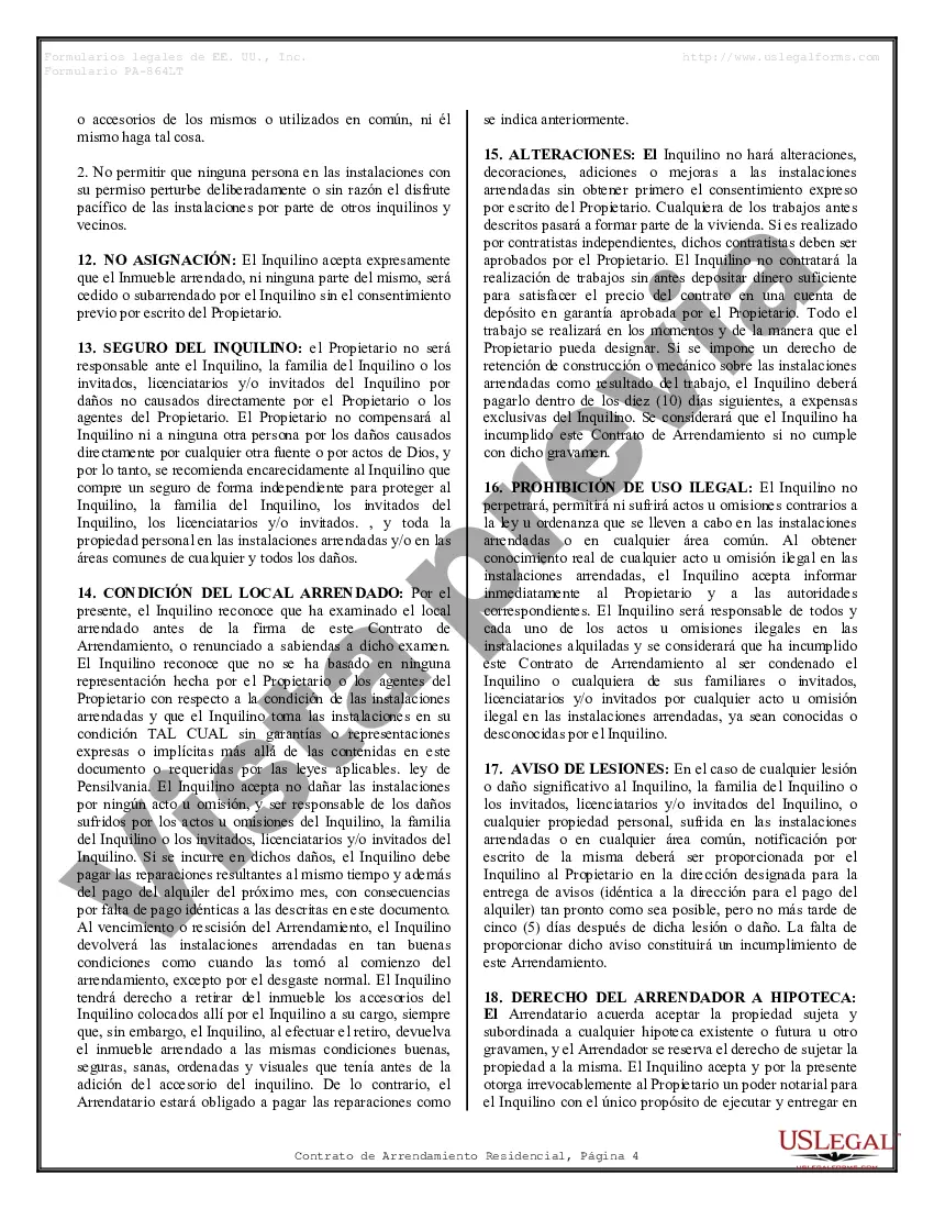 Preview Contrato de arrendamiento de alquiler residencial