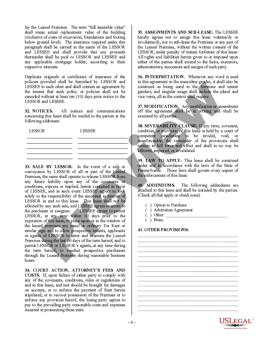 Preview Commercial Building or Space Lease