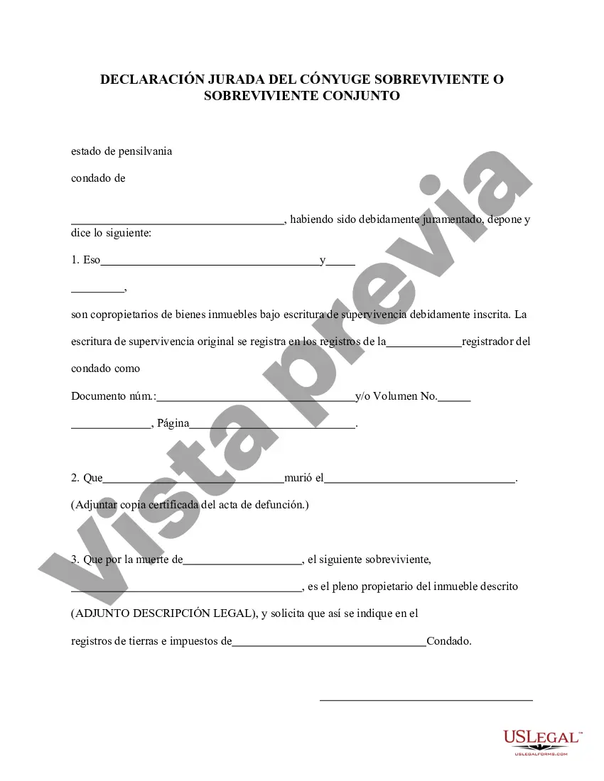 Preview Declaración Jurada del Cónyuge Sobreviviente o Sobreviviente Conjunto