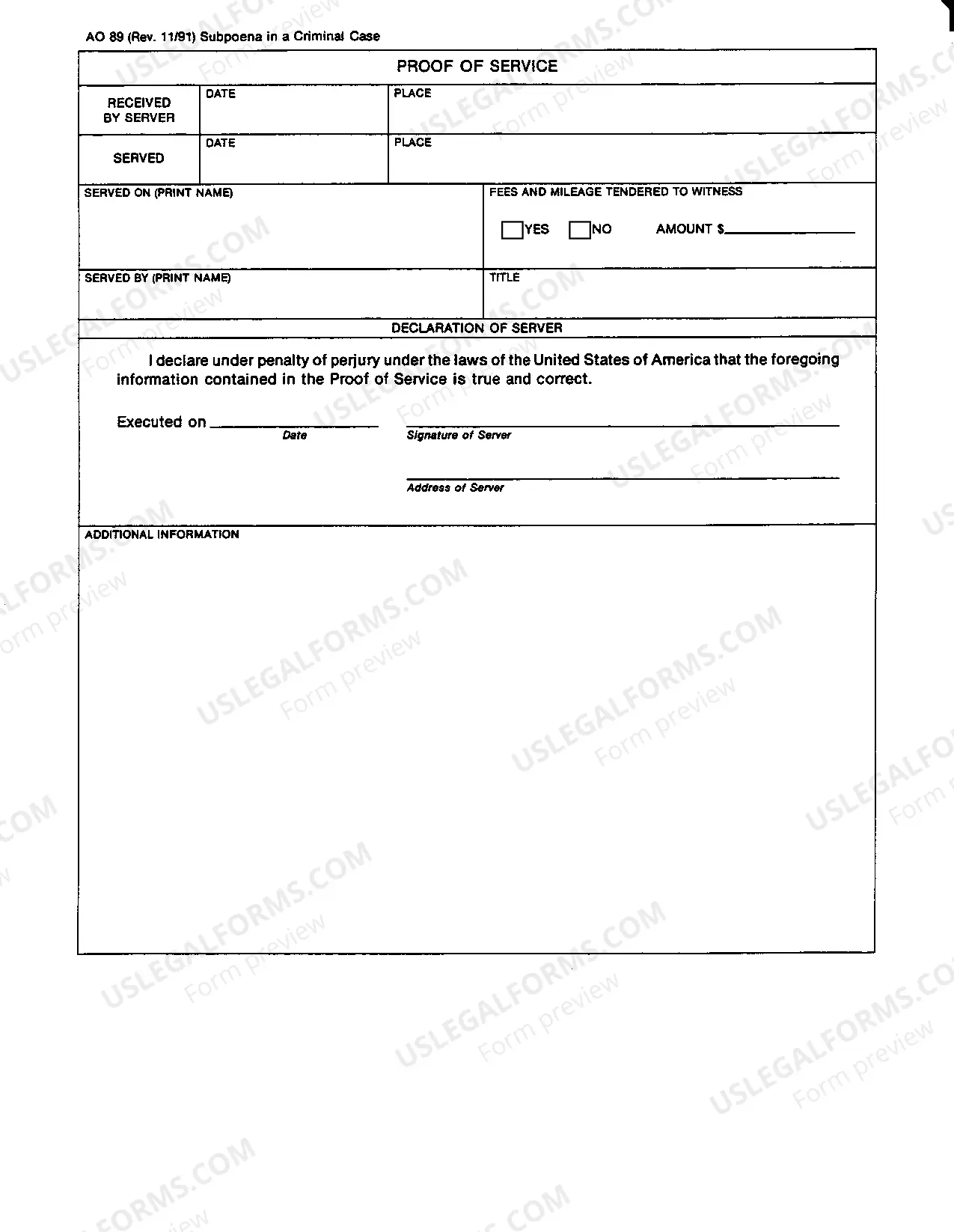 Preview Subpoena in a Criminal Case