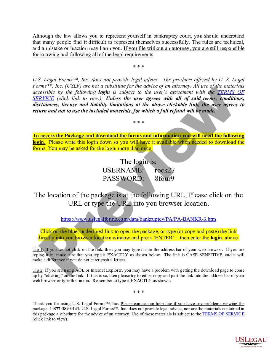 page 2 Pennsylvania Western District Bankruptcy Guide and Forms Package for Chapters 7 or 13 preview