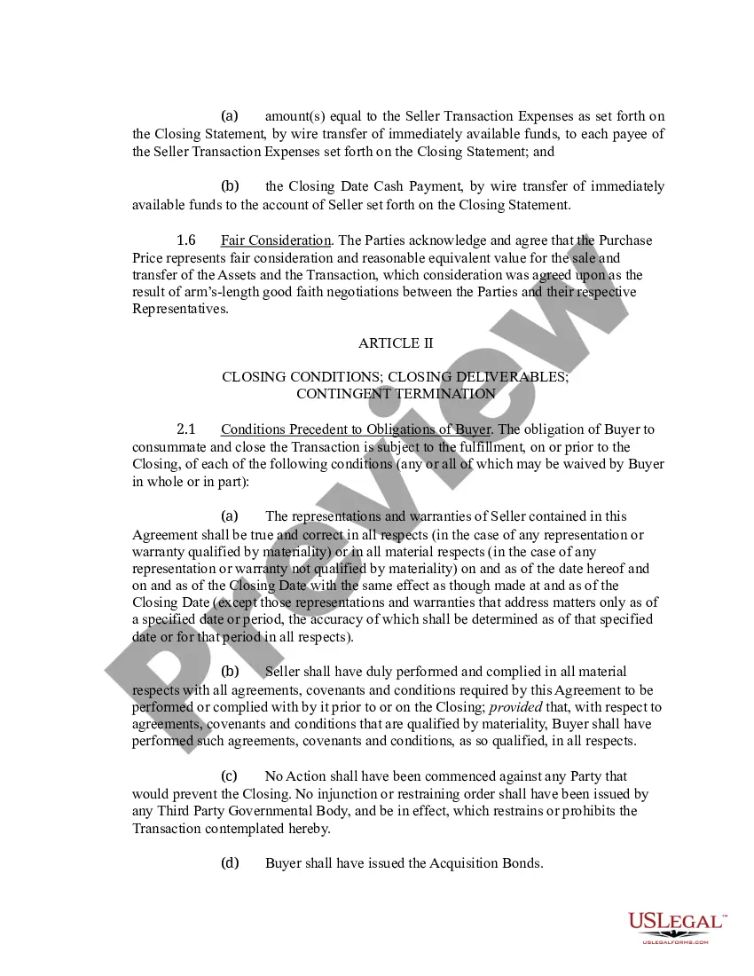 Preview Asset Purchase Agreement - Sanitary Sewer Collection System