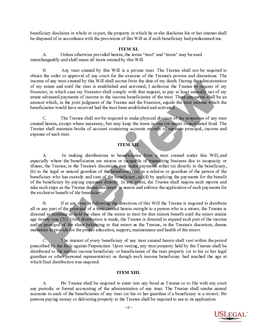 Preview Complex Will with Credit Shelter Marital Trust for Large Estates