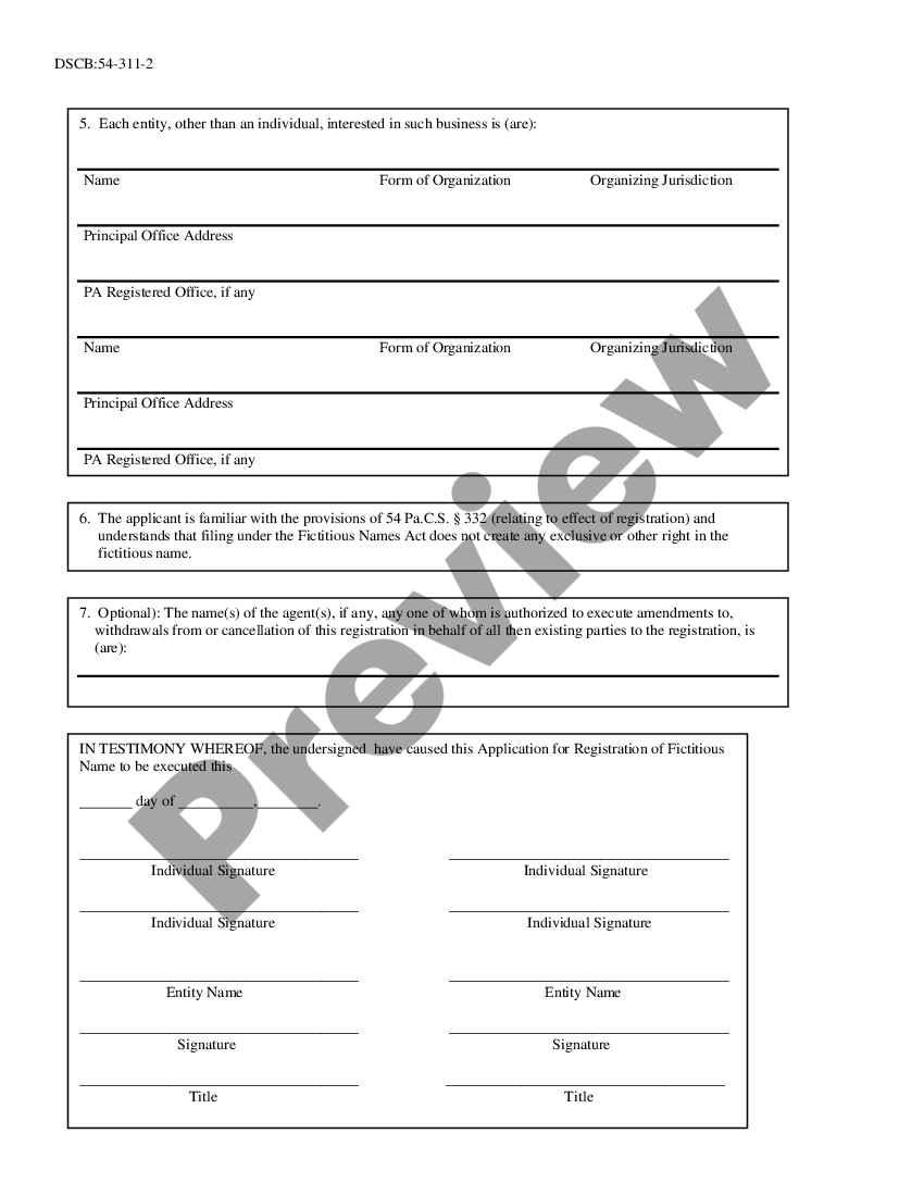 Pennsylvania Application for Registration of Fictitious Name ...