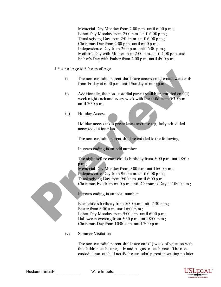 Preview Marital Domestic Separation and Property Settlement Agreement Minor Children no Joint Property or Debts where Divorce Action Filed