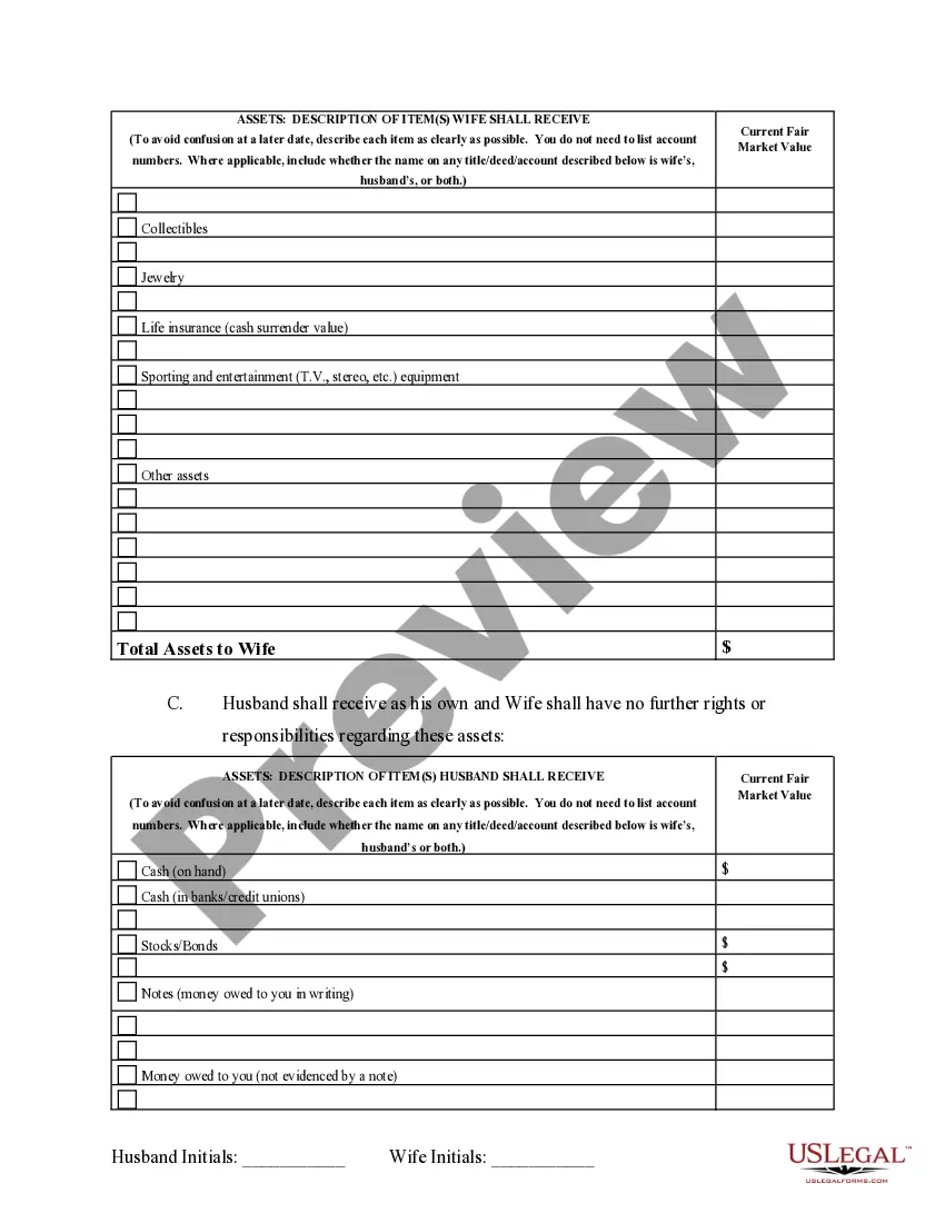 Preview Marital Domestic Separation and Property Settlement Agreement Minor Children Parties May have Joint Property or Debts effective Immediately