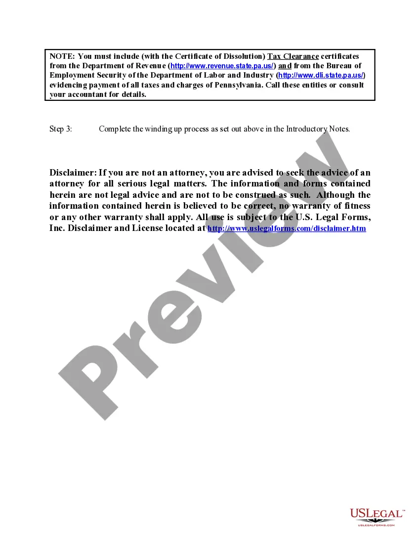 Get Pennsylvania Dissolution Package to Dissolve Limited Liability Company LLC Preview Pennsylvania Dissolution Package to Dissolve Limited Liability Company LLC
