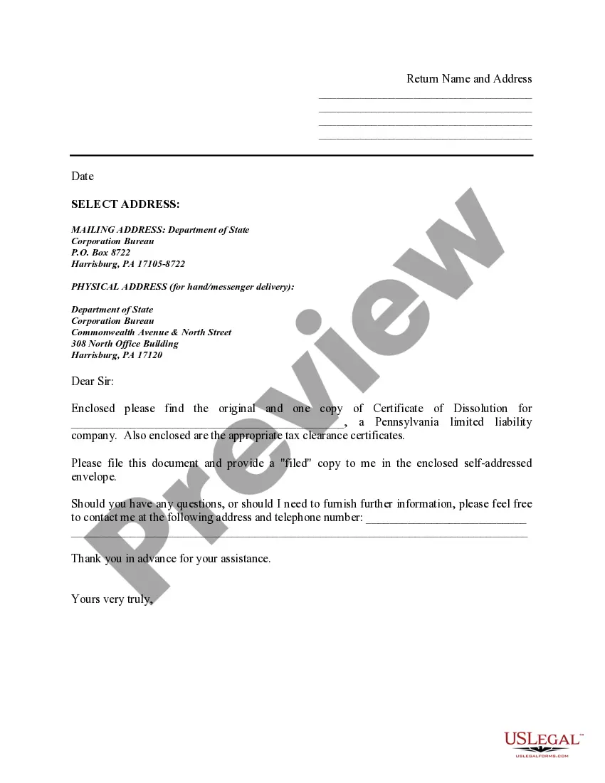 Get Pennsylvania Dissolution Package to Dissolve Limited Liability Company LLC Preview Pennsylvania Dissolution Package to Dissolve Limited Liability Company LLC