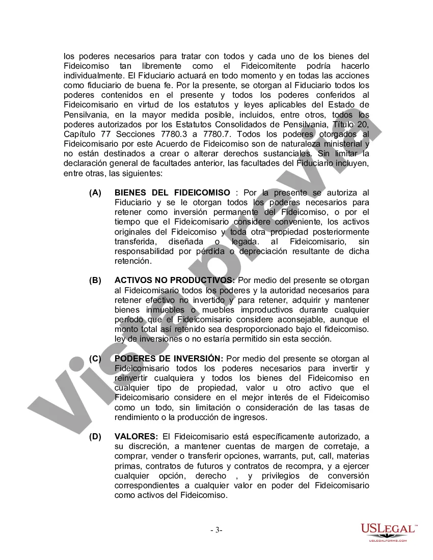 Preview Fideicomiso en Vida para Individuos Solteros, Divorciados o Viudos (o Viudos) sin Hijos