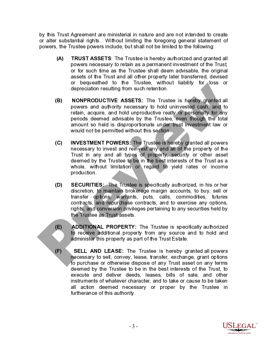 Preview Living Trust for Individual Who is Single, Divorced or Widow (or Widower) with No Children