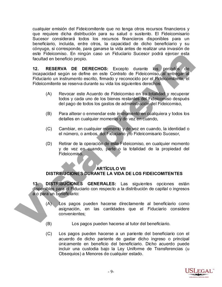 Preview Fideicomiso en Vida para Individuos Solteros, Divorciados o Viudos (o Viudos) con Hijos