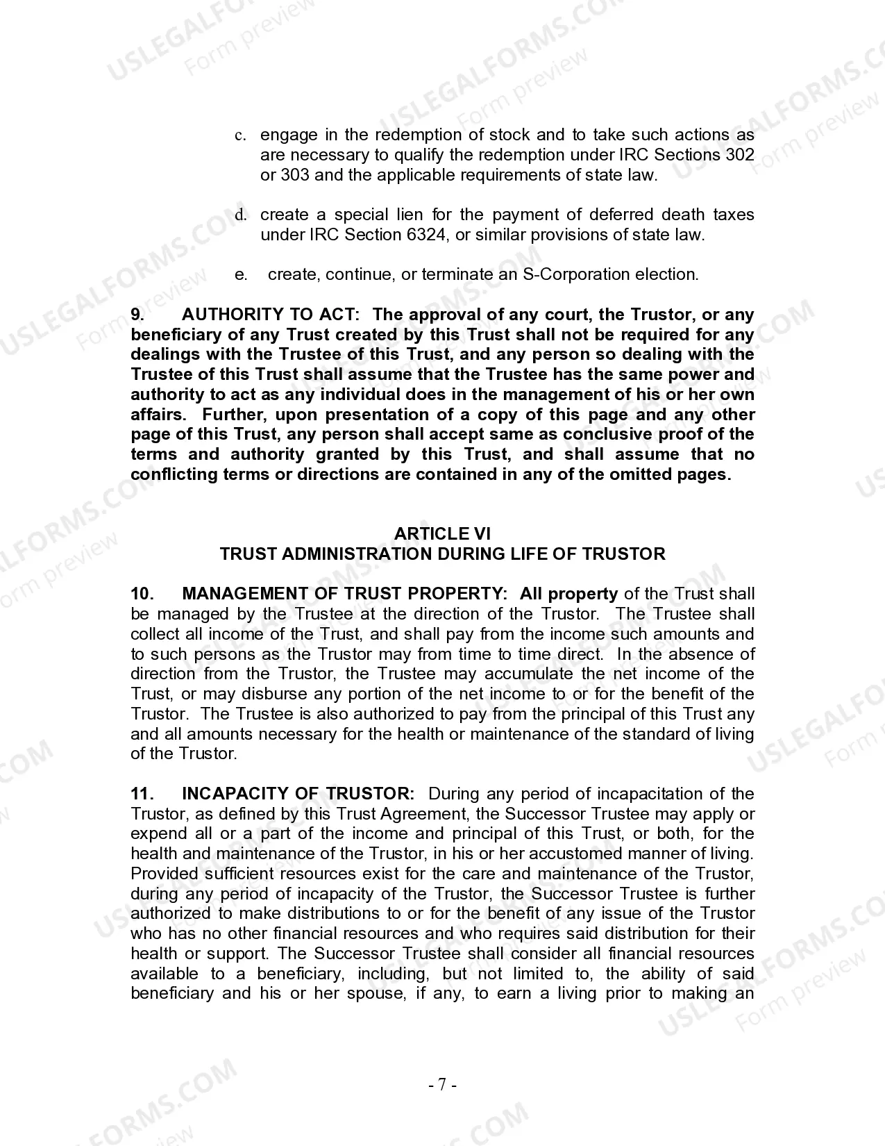 Preview Living Trust for Individual Who is Single, Divorced or Widow (or Widower) with Children