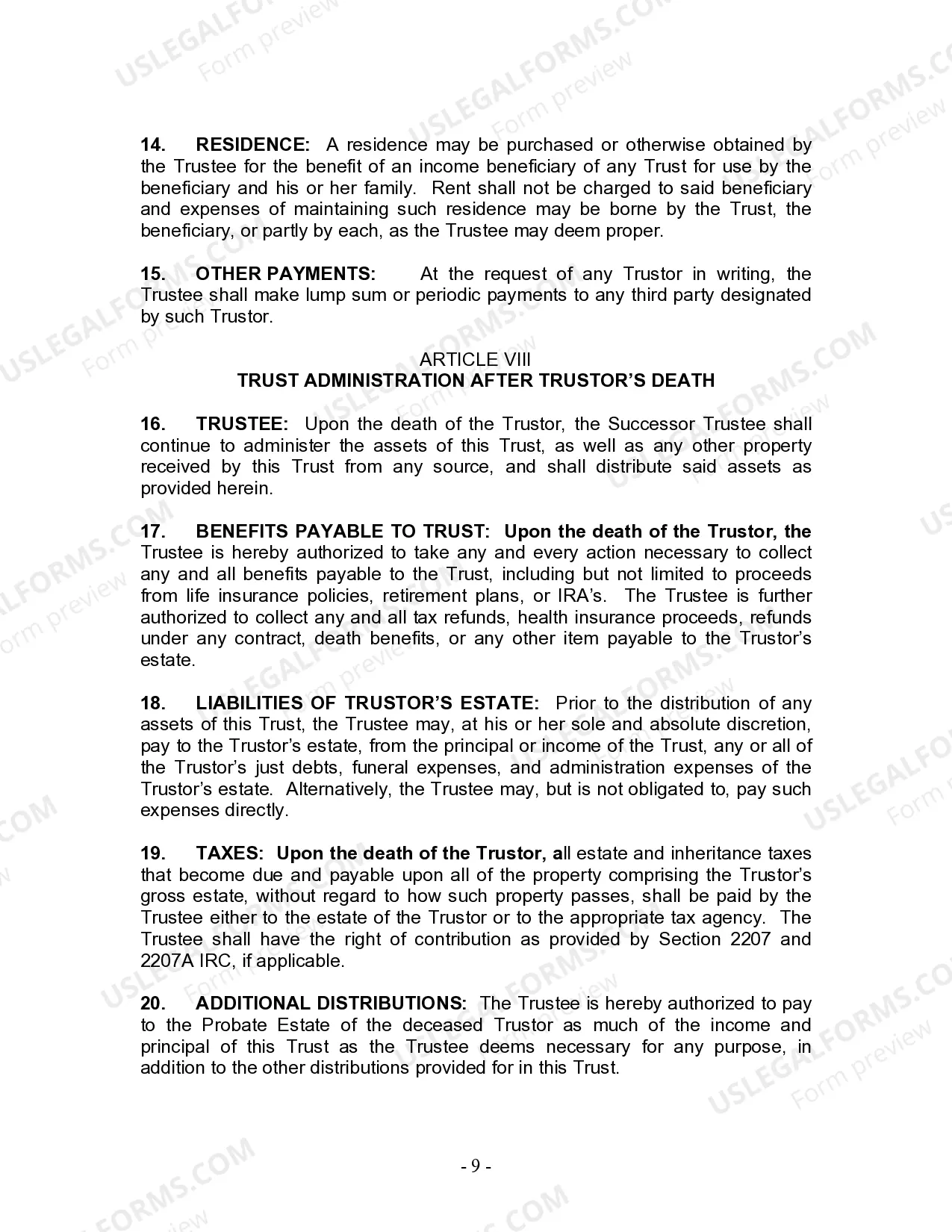 Preview Living Trust for Individual Who is Single, Divorced or Widow (or Widower) with Children