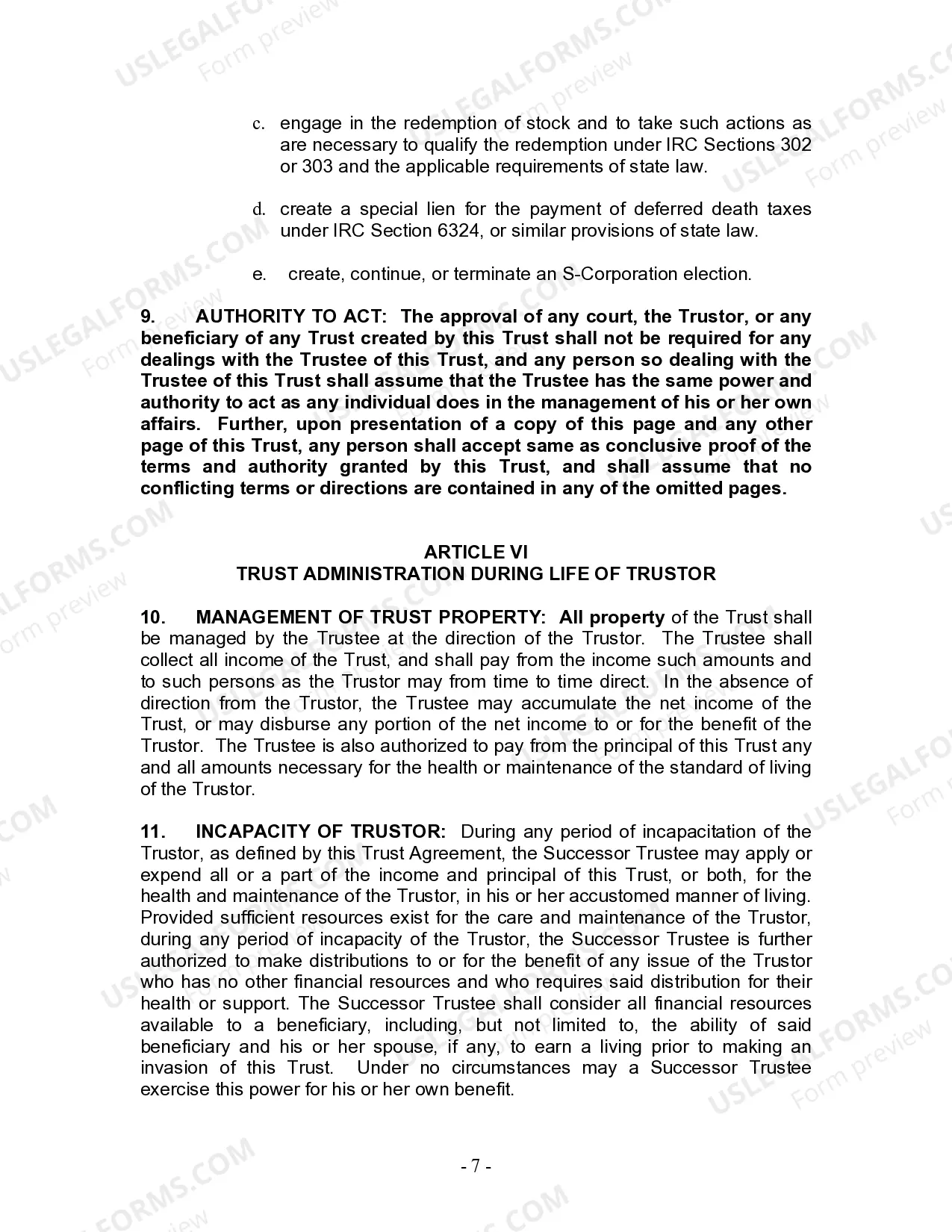 Preview Living Trust for Husband and Wife with One Child