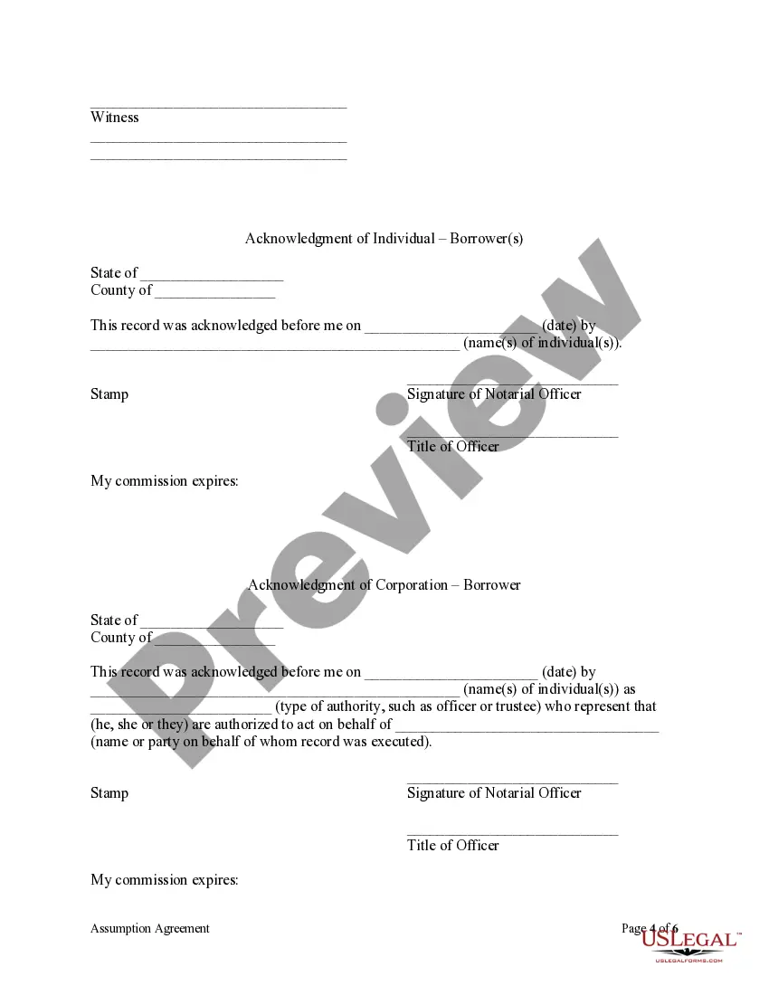 Preview Assumption Agreement of Mortgage and Release of Original Mortgagors