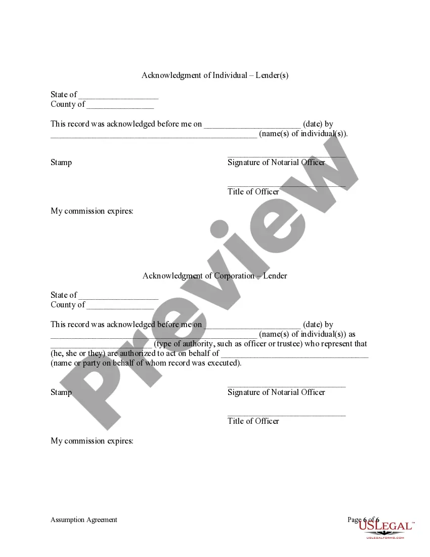 Preview Assumption Agreement of Mortgage and Release of Original Mortgagors
