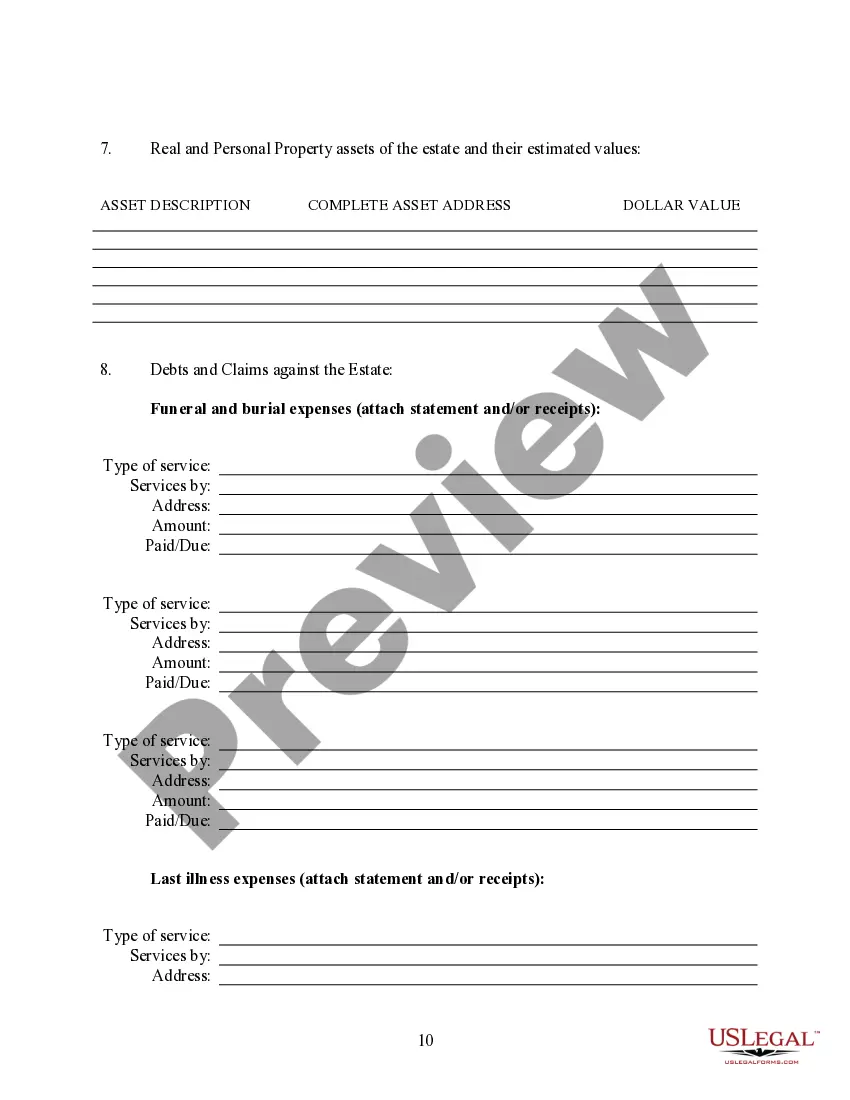 Preview Summary Administration Package - Not More than $50,000 - Small Estates