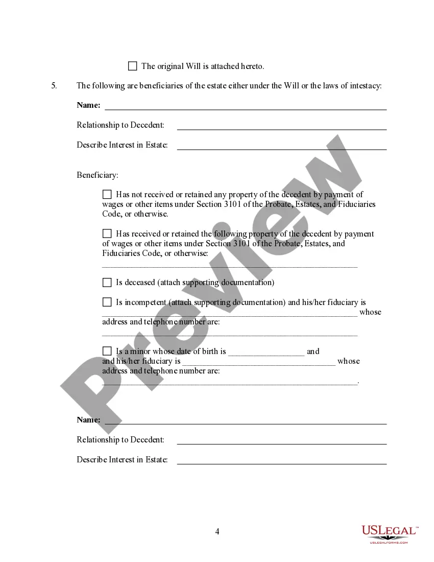 Preview Summary Administration Package - Not More than $50,000 - Small Estates