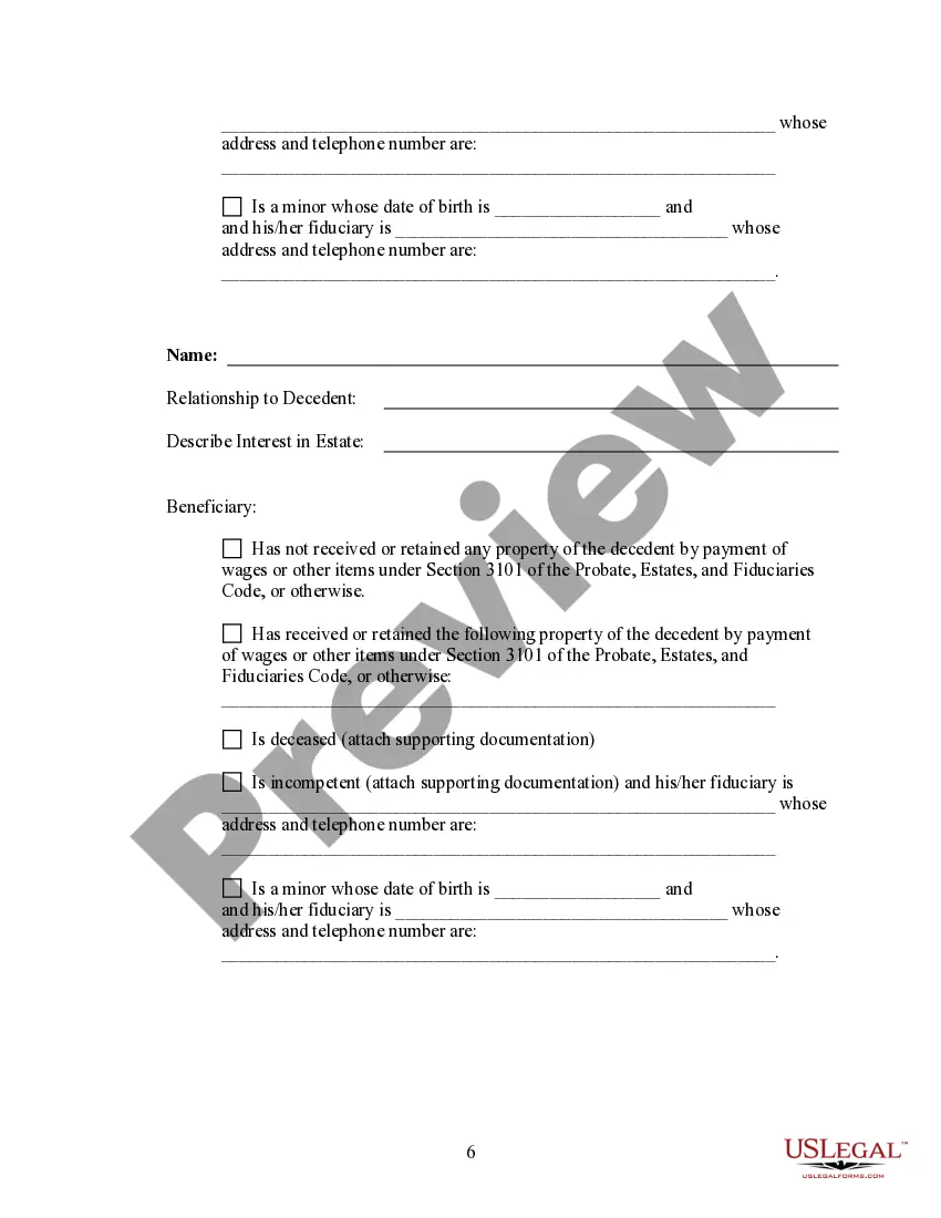 Preview Summary Administration Package - Not More than $50,000 - Small Estates