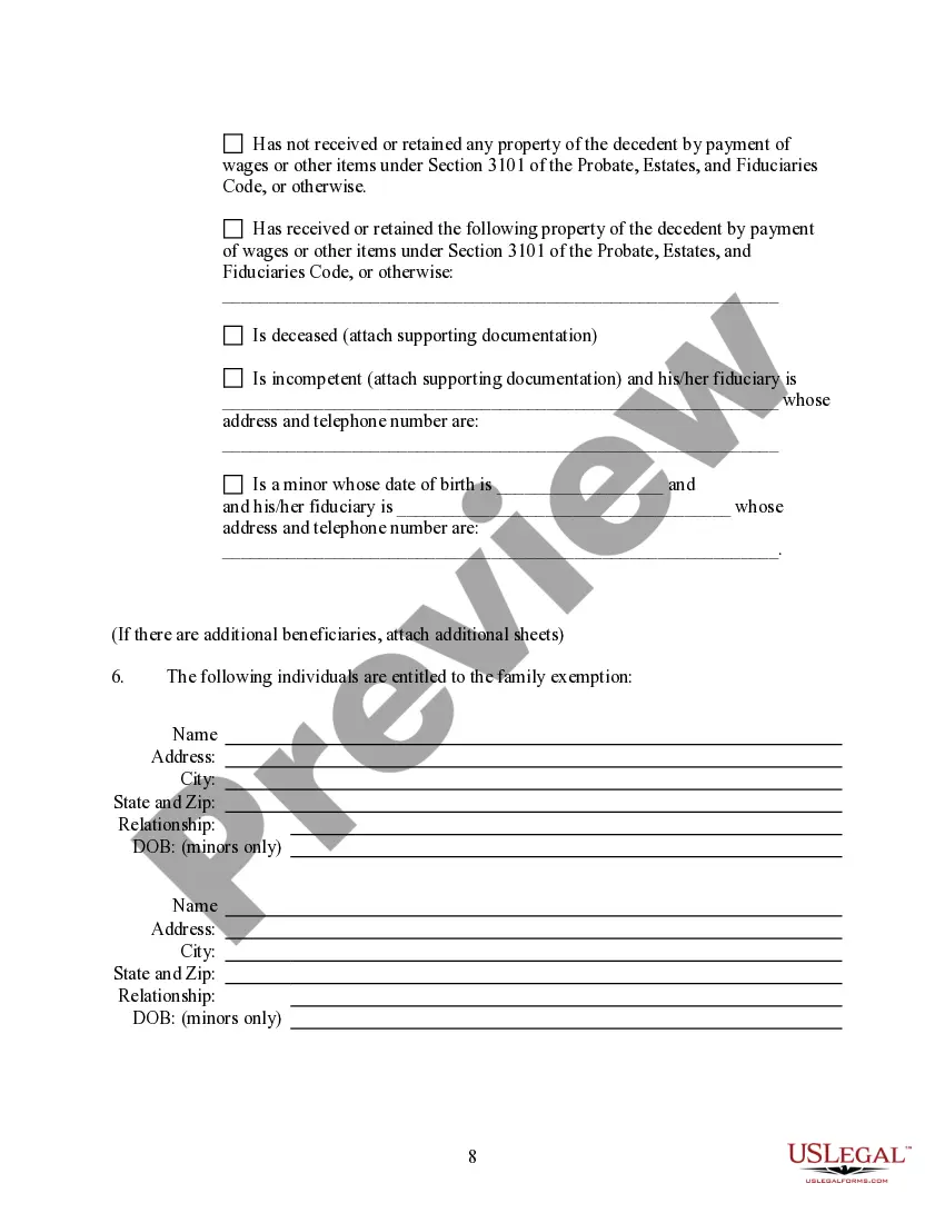 Preview Summary Administration Package - Not More than $50,000 - Small Estates