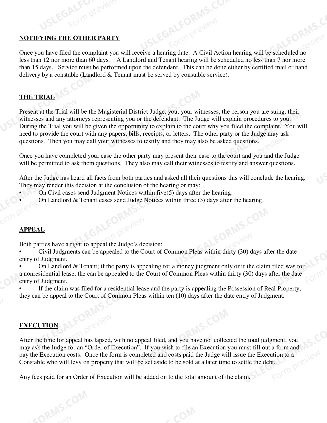 Preview Frequently Asked Questions About Civil Suits And Landlord / Tenant Suits In Magisterial District Courts