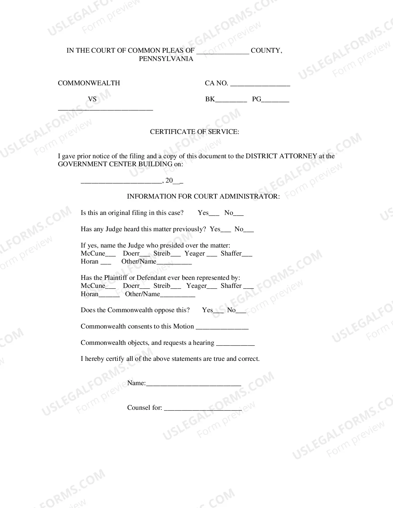 Preview Butler County Expungement Package