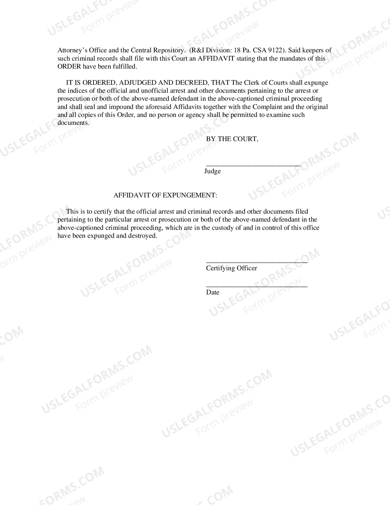 Preview Butler County Expungement Package