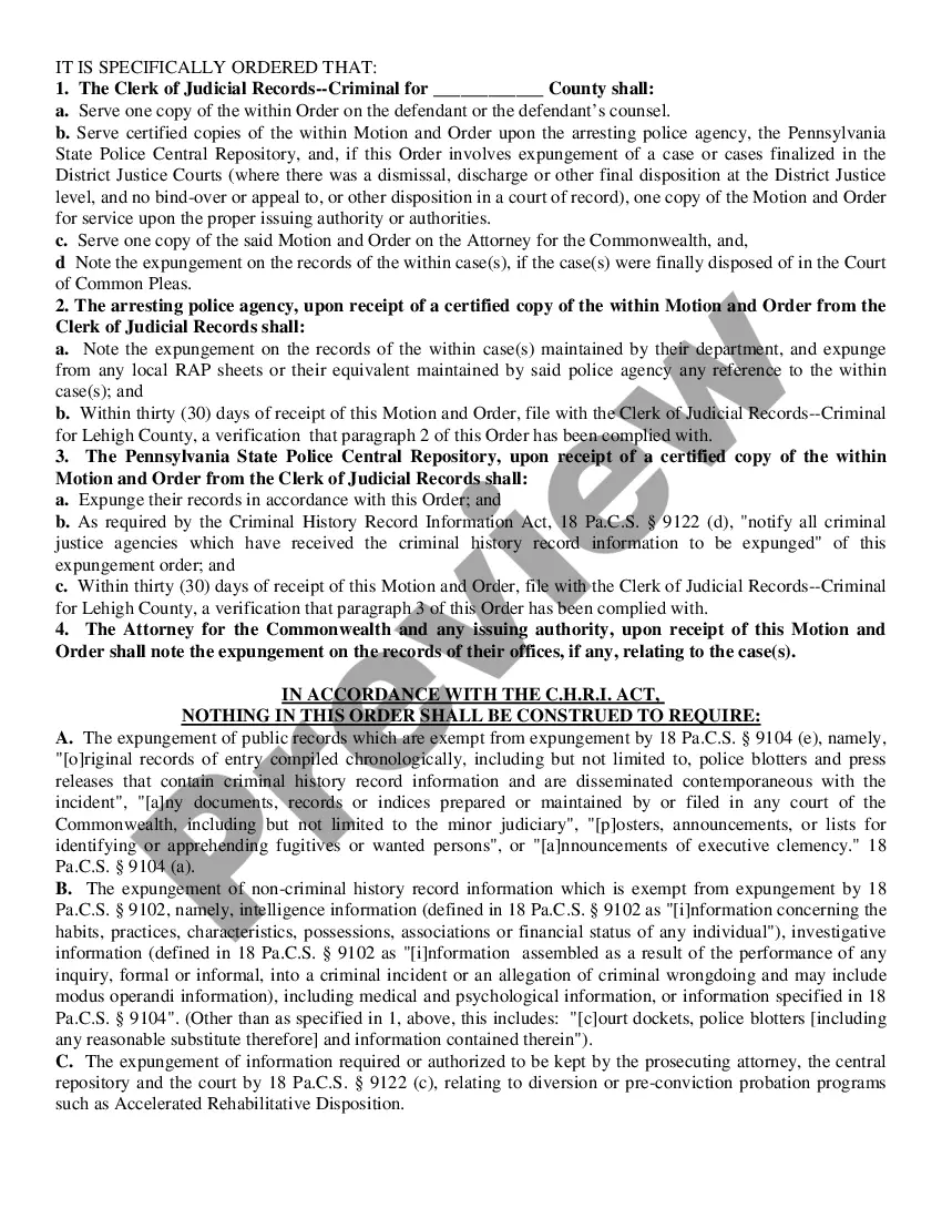 Get Pennsylvania Expungement Order Preview Pennsylvania Expungement Order
