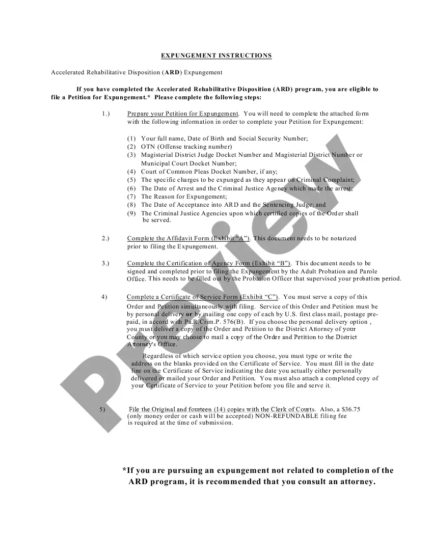 Preview Pennsylvania ARD Expungement Package