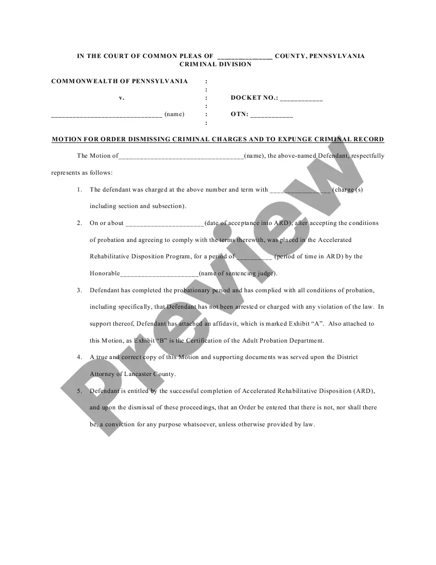 Preview Pennsylvania ARD Expungement Package