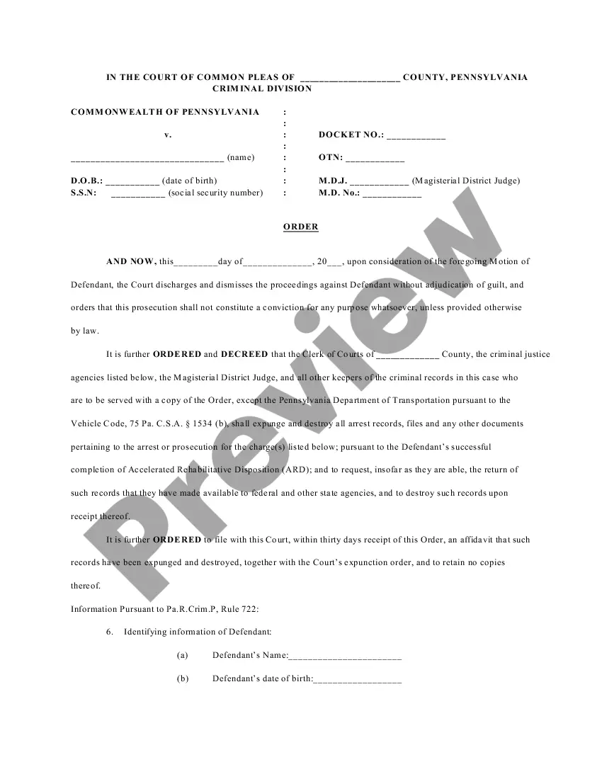 Preview Pennsylvania ARD Expungement Package