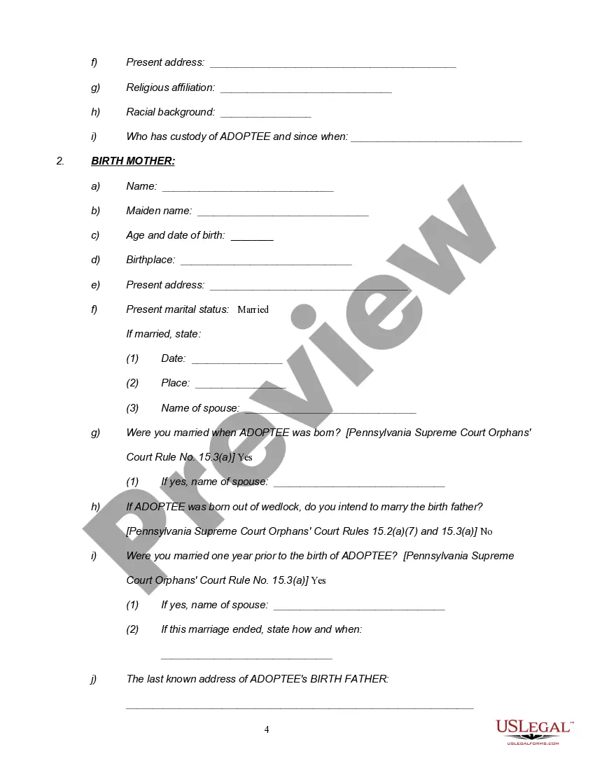 Preview Notice of Hearing, Petition and Termination Order for Voluntary Relinquishment of Parental Rights