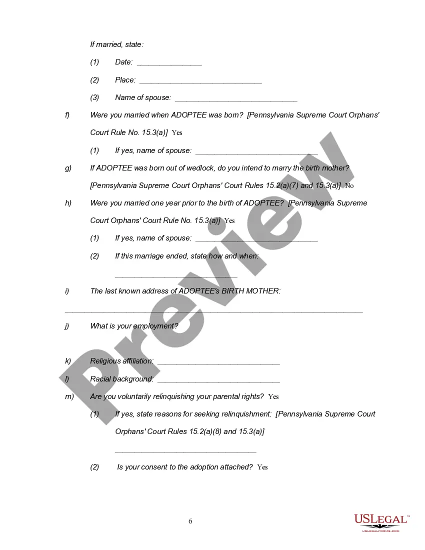 Preview Notice of Hearing, Petition and Termination Order for Voluntary Relinquishment of Parental Rights