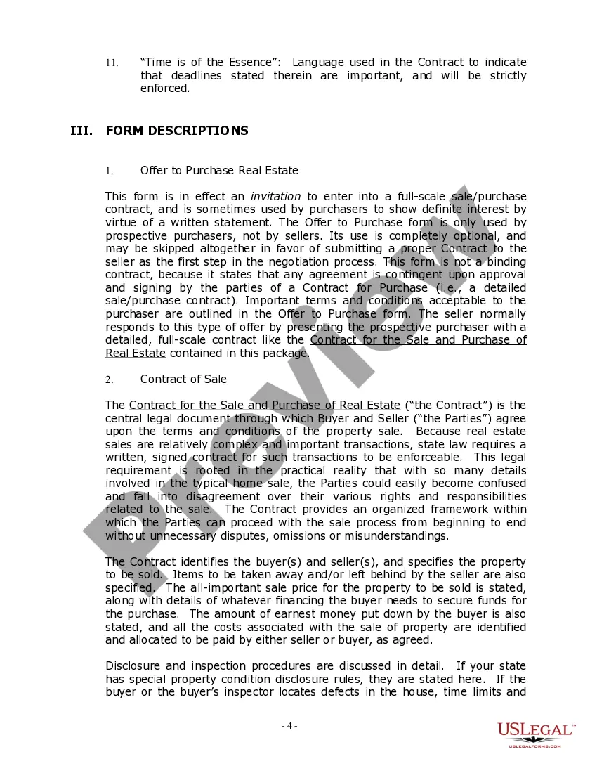 Preview Pennsylvania Real Estate Home Sales Package with Offer to Purchase, Contract of Sale, Disclosure Statements and more for Residential House