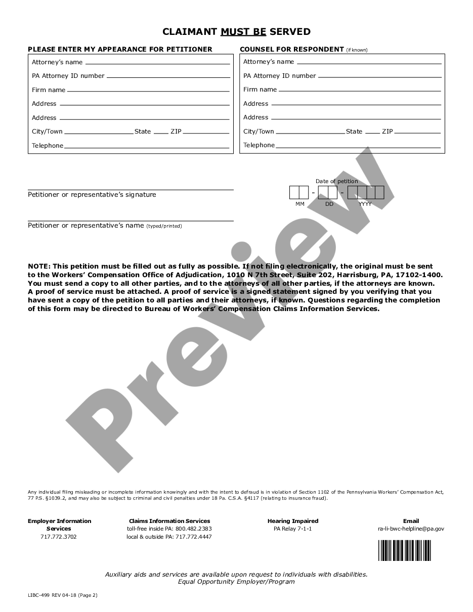 page 1 Petition for Physical Examination for Workers' Compensation preview