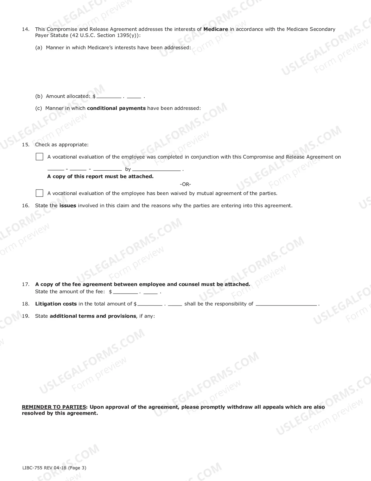 Preview Compromise and Release Agreement by Stipulation Pursuant to Section 449 of Workers' Compensation Act