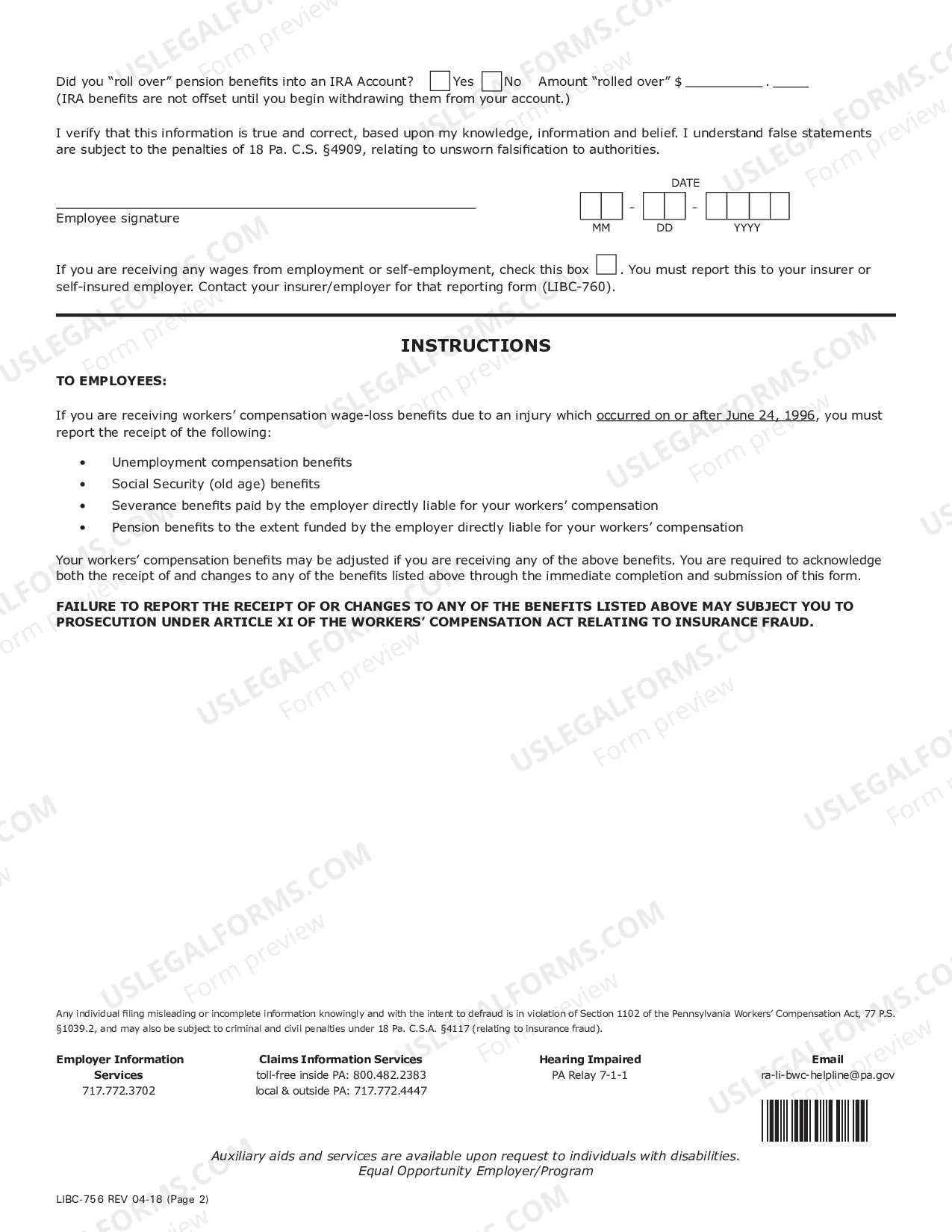 Preview Employee Report of Benefits for Workers' Compensation
