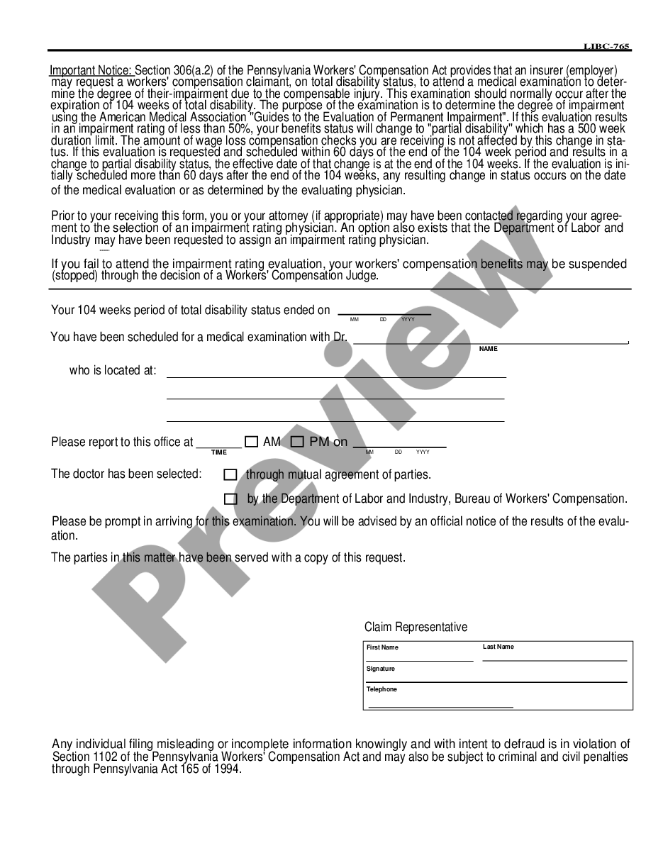 page 1 Impairment Rating Evaluation Appointment for Workers' Compensation preview