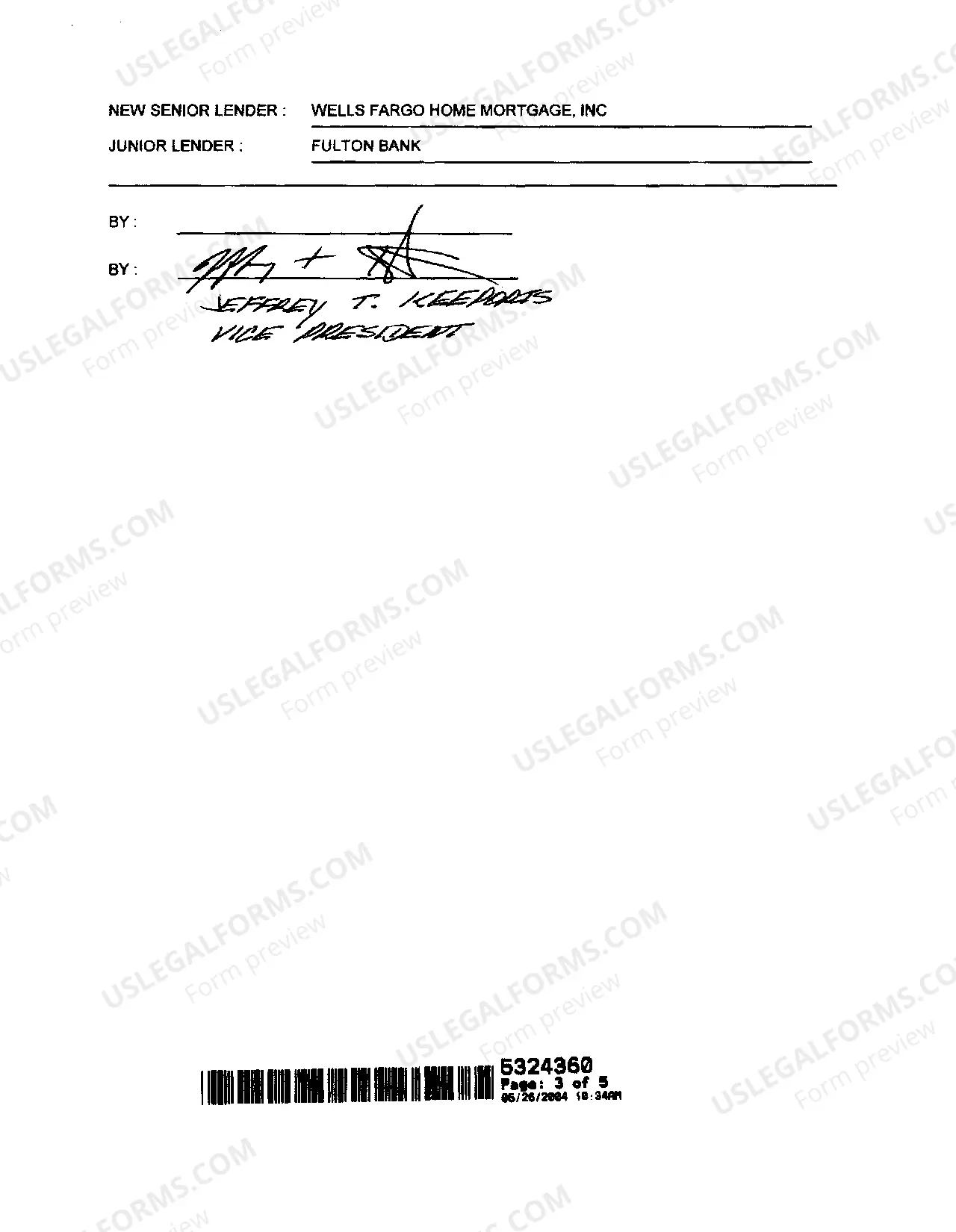 Preview Subordination Agreement by Junior Lender to New Senior Security Instrument