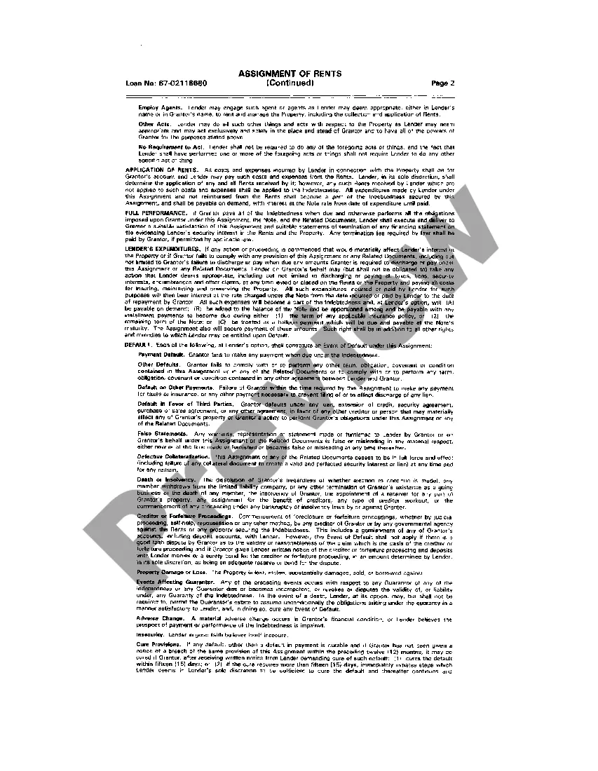 Preview Assignment of Rents