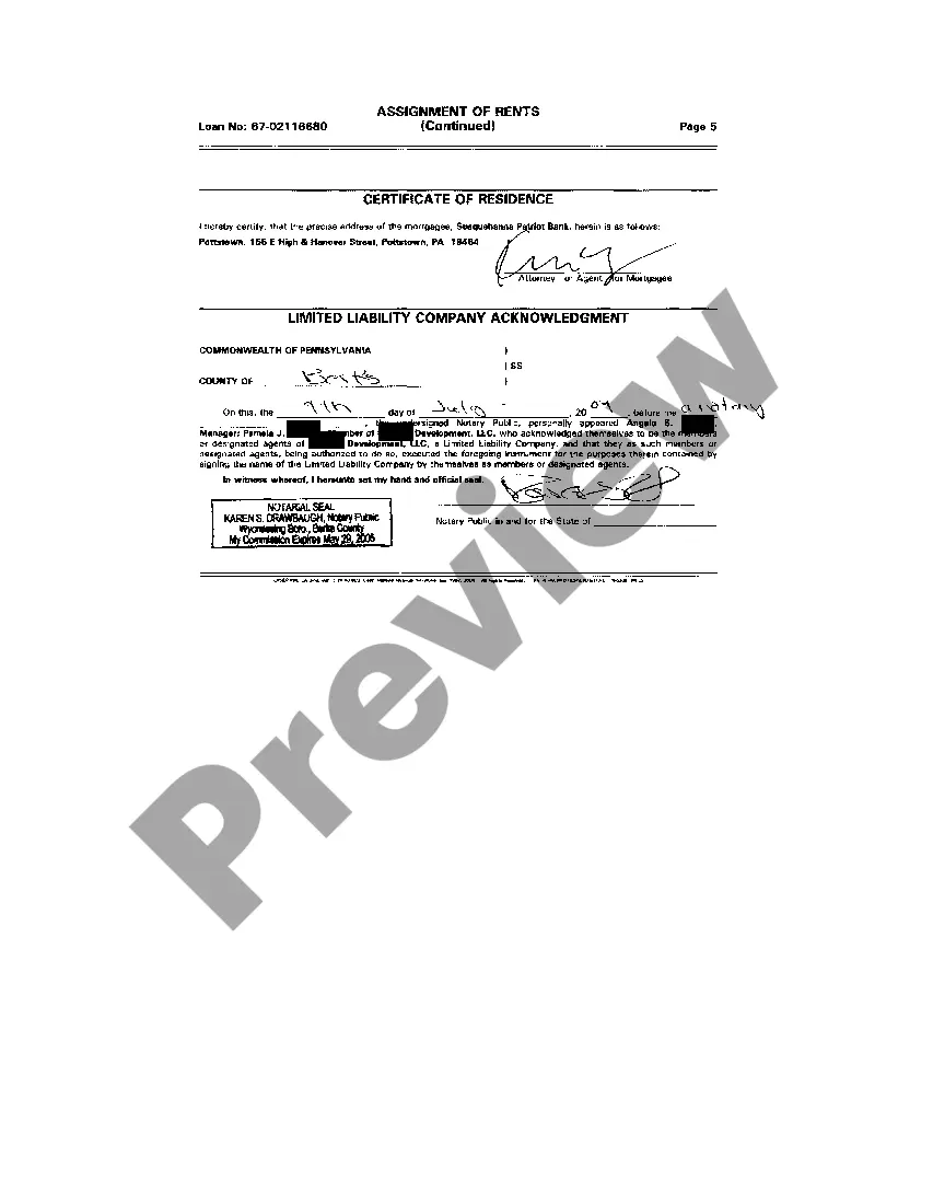 Preview Assignment of Rents