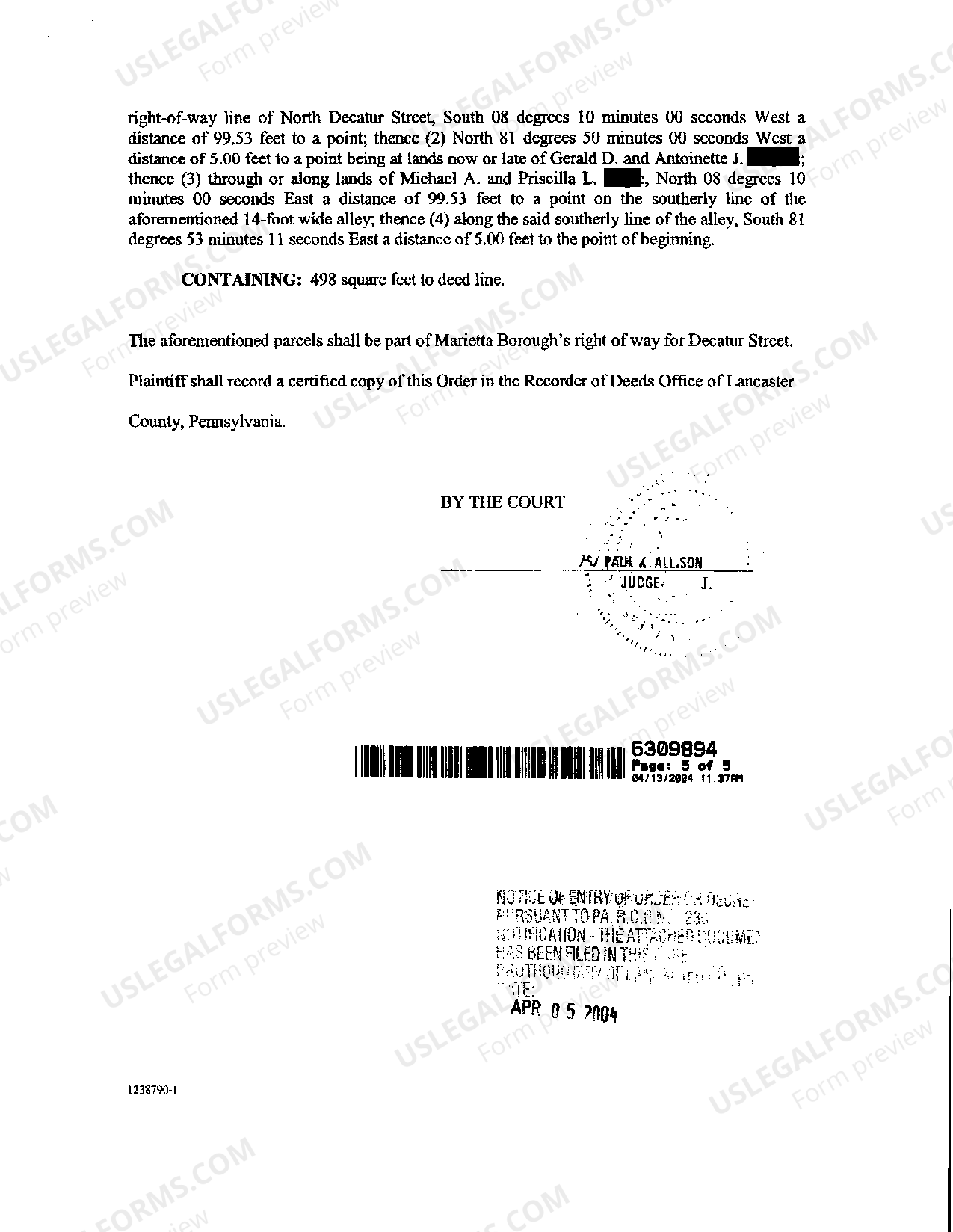 Quiet Title Action Pennsylvania For Prescriptive Easement US Legal Forms