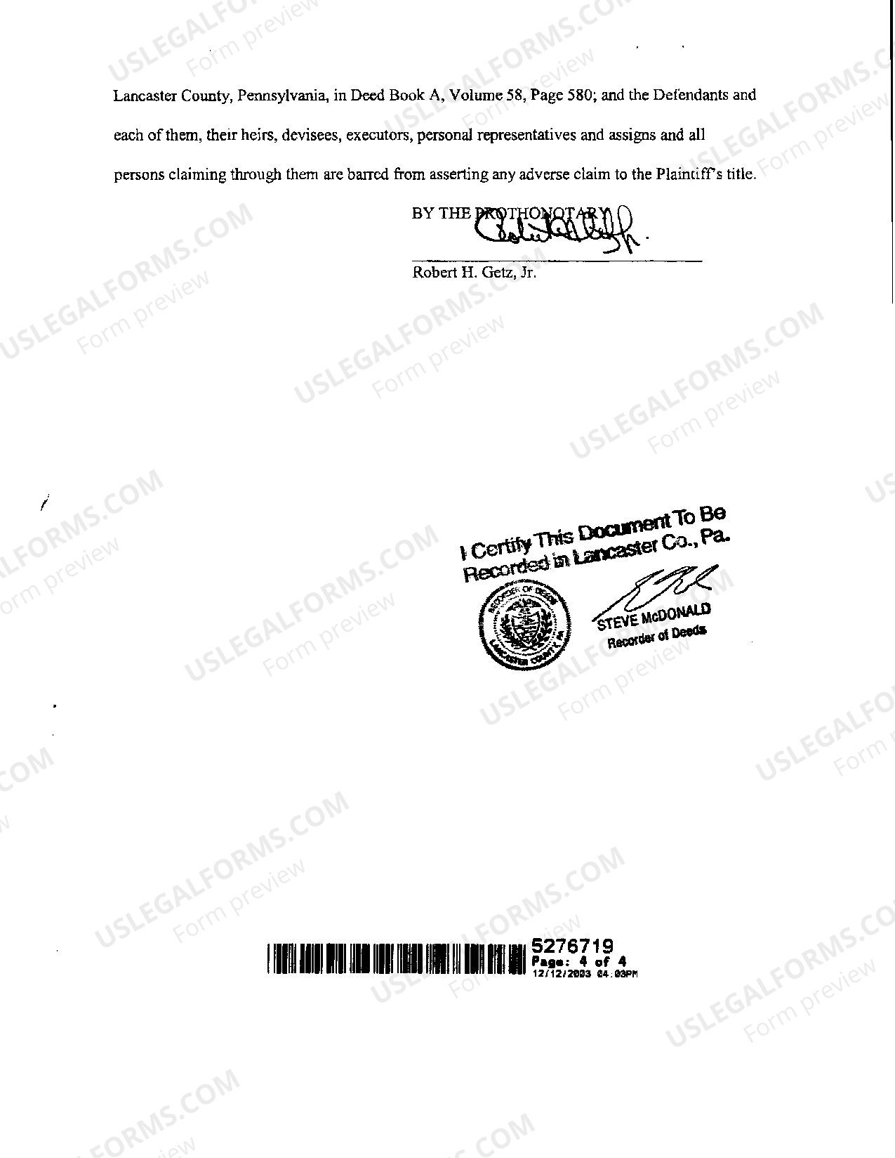 Pennsylvania Praecipe in Action to Quiet Title Sample Quiet Title Complaint US Legal Forms