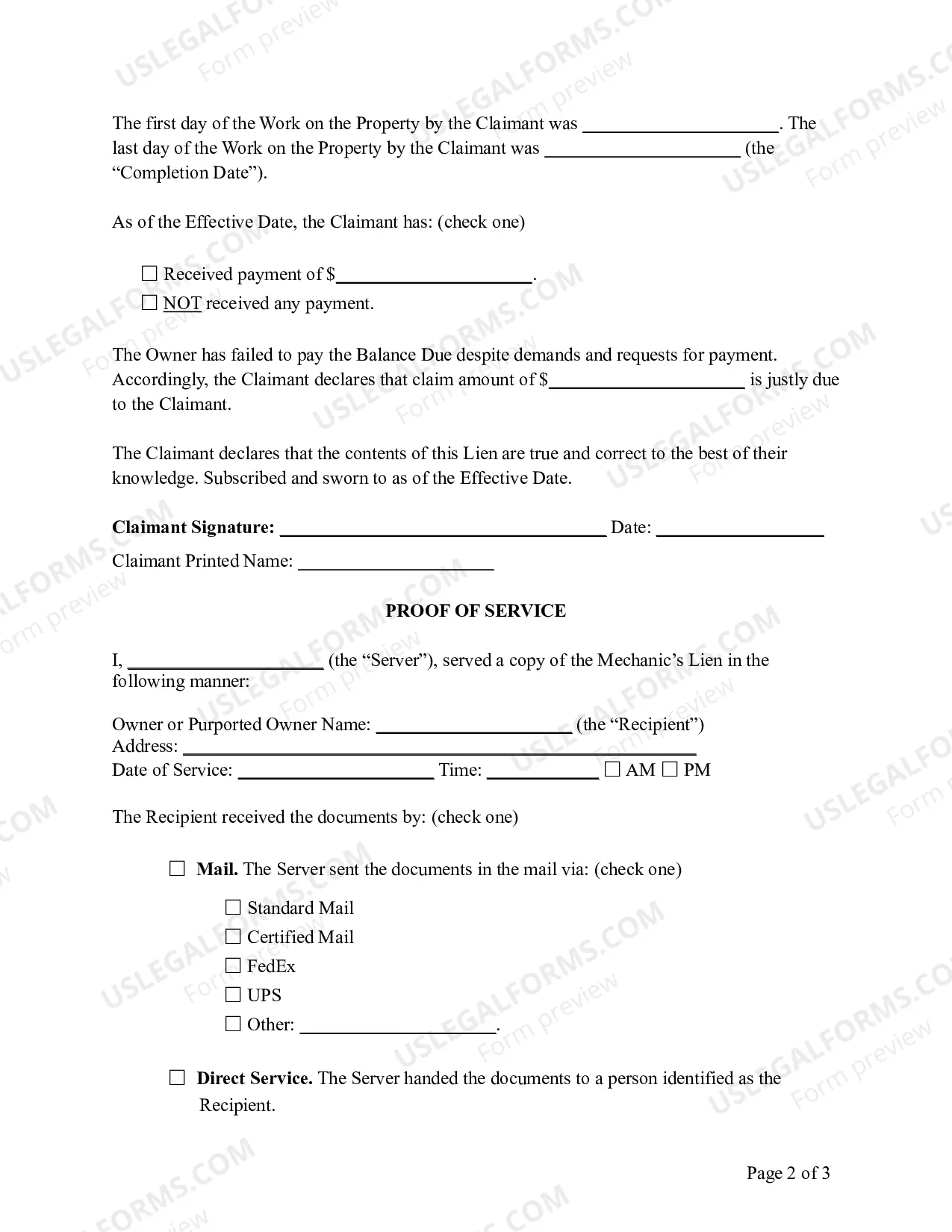 Preview Pennsylvania Mechanic's Lien