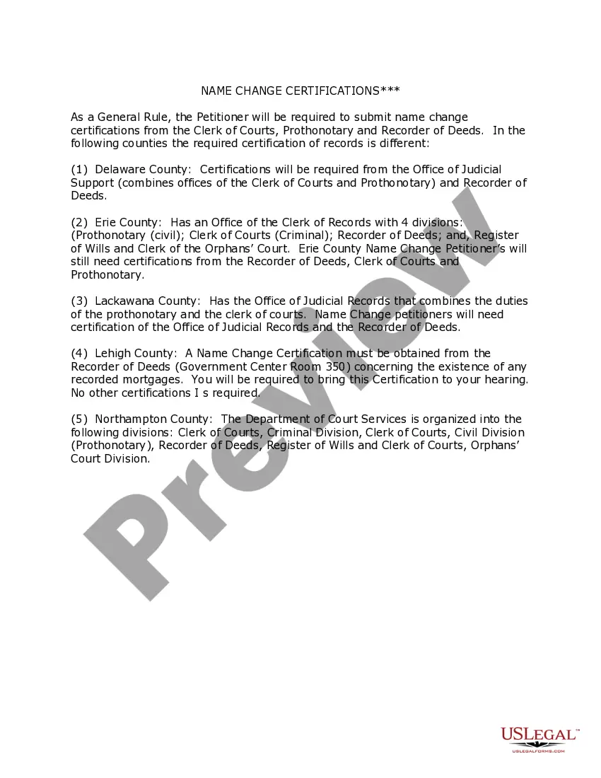 Preview Pennsylvania Name Change Instructions and Forms Package for an Adult