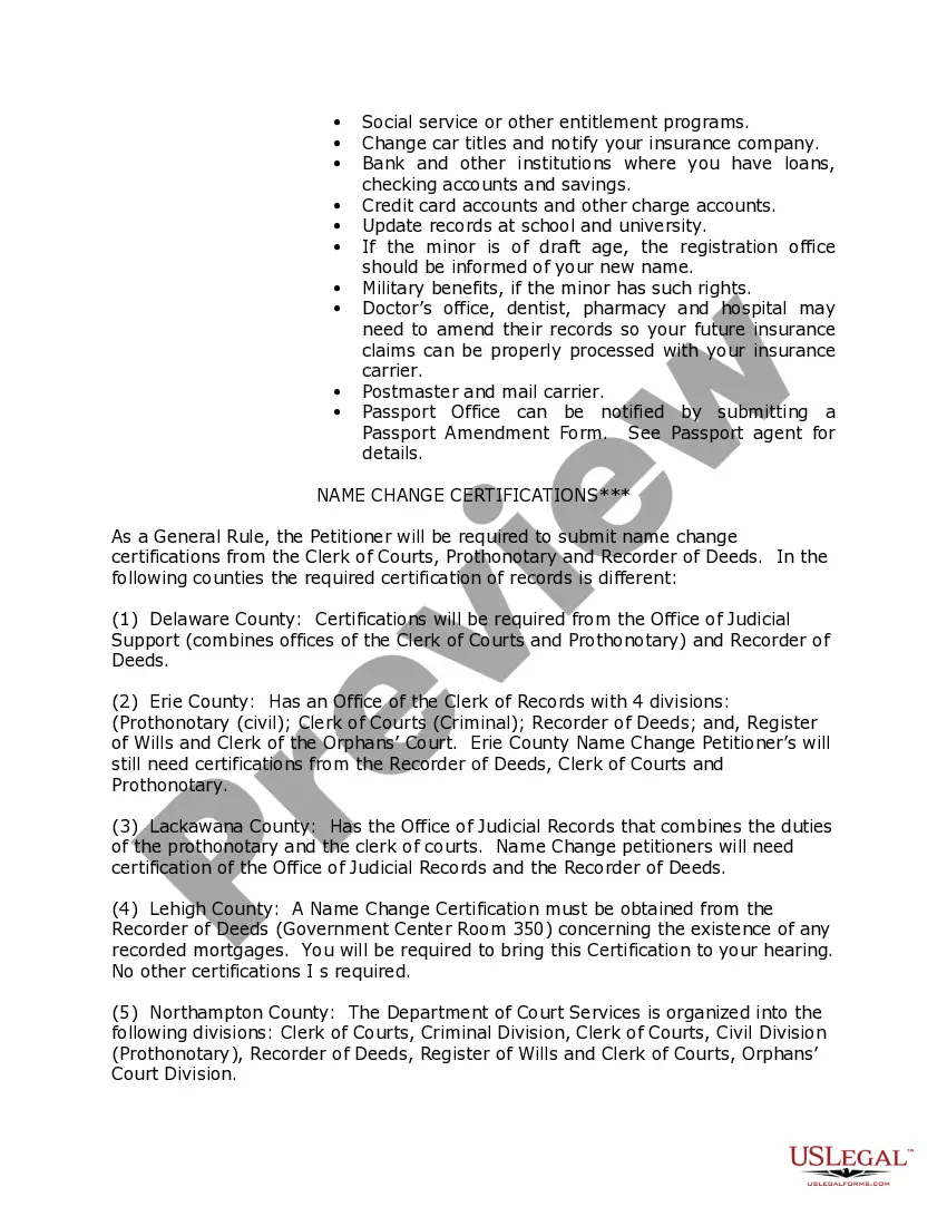 Preview Pennsylvania Name Change Instructions and Forms Package for a Family