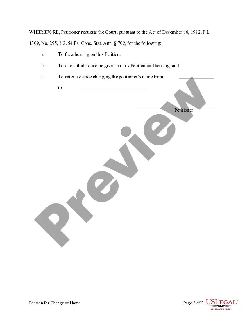 Preview Verified Petition for Name Change for Adult