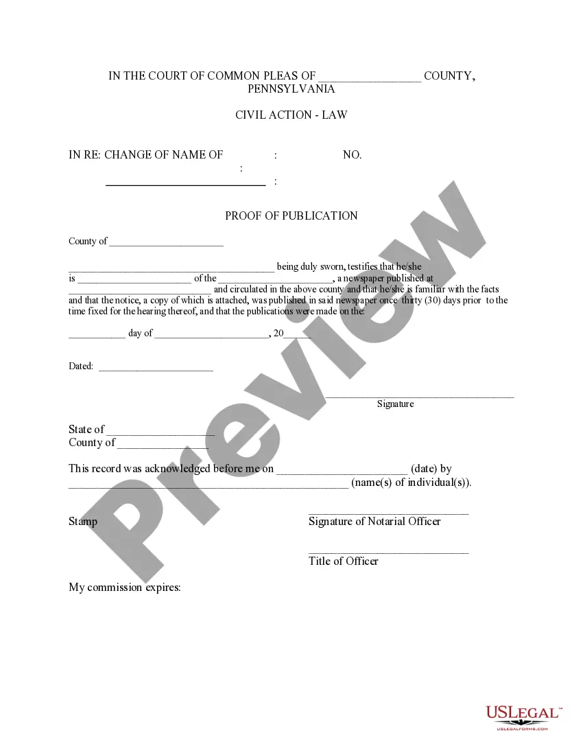 Preview Proof of Publication - Adult Name Change